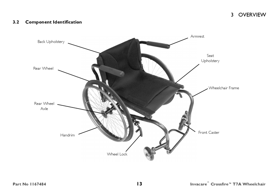 Invacare CT7A user manual Component Identification 