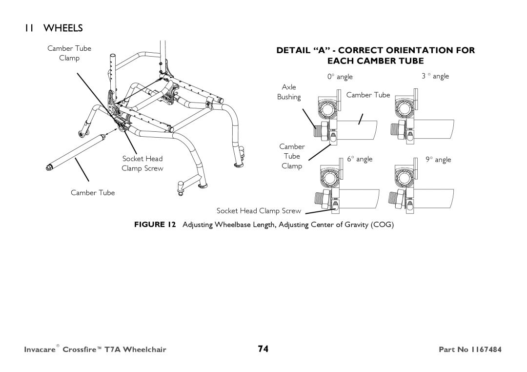 Invacare CT7A user manual Detail a Correct Orientation for Each Camber Tube 