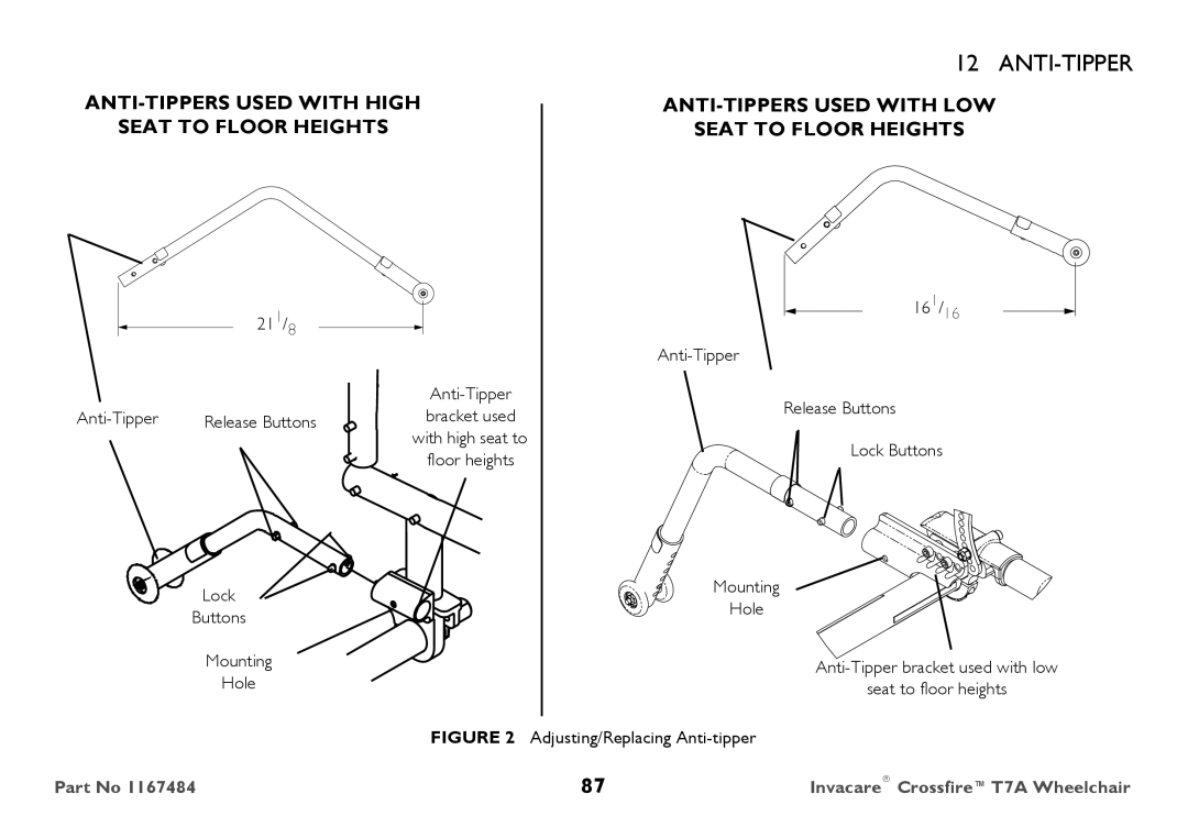 Invacare CT7A user manual 211/8 Anti-Tipper 