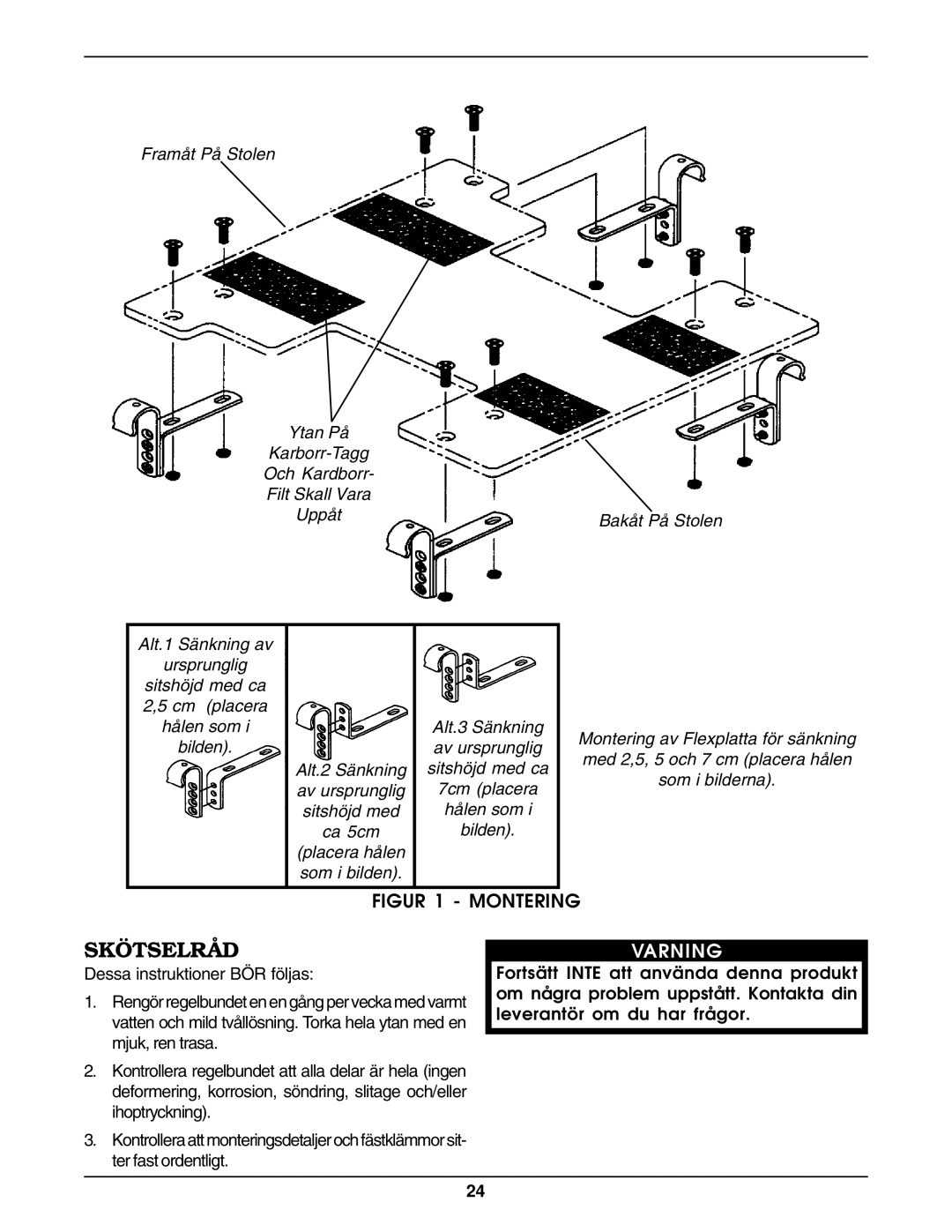 Invacare DBA, DBPA manual Skötselråd, Montering 