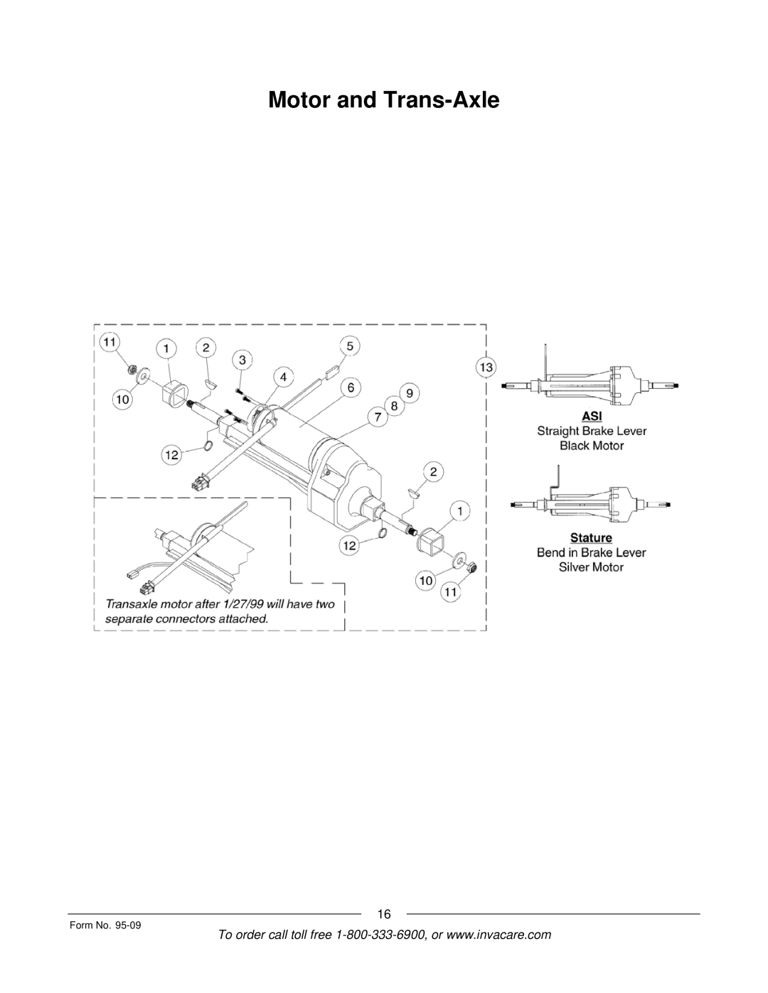 Invacare Discontinued 1/00 manual Motor and Trans-Axle 