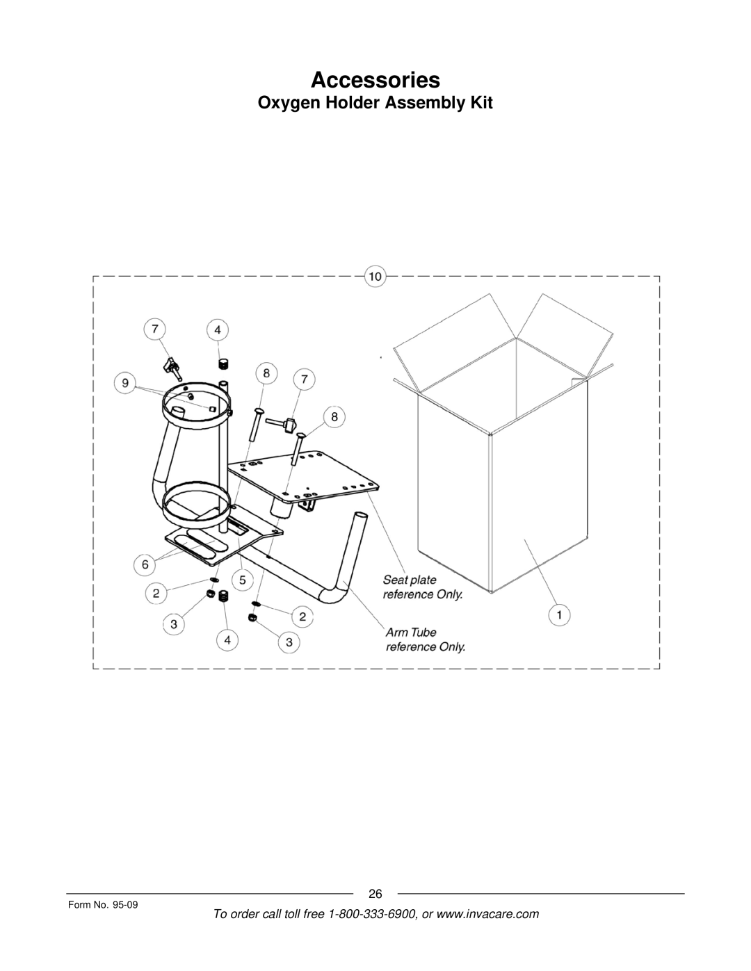 Invacare Discontinued 1/00 manual Oxygen Holder Assembly Kit 