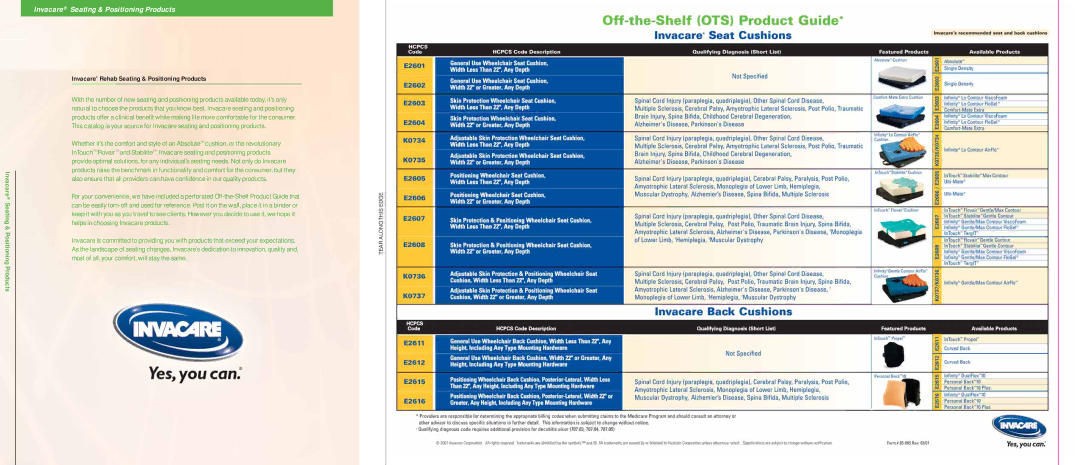 Invacare ITSM, EC, CMEX, ITSG, ITFG, ITFM specifications Invacare Rehab Seating & Positioning Products 