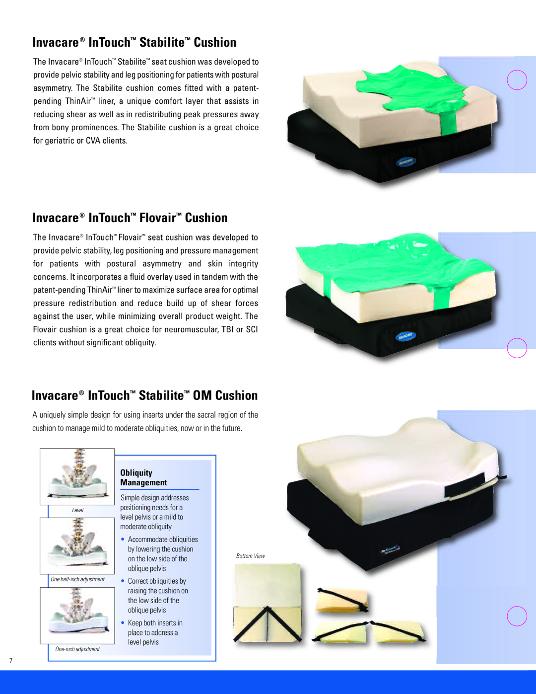 Invacare CMEX Invacare InTouch Stabilite Cushion, Invacare InTouch Flovair Cushion, Invacare InTouch Stabilite OM Cushion 