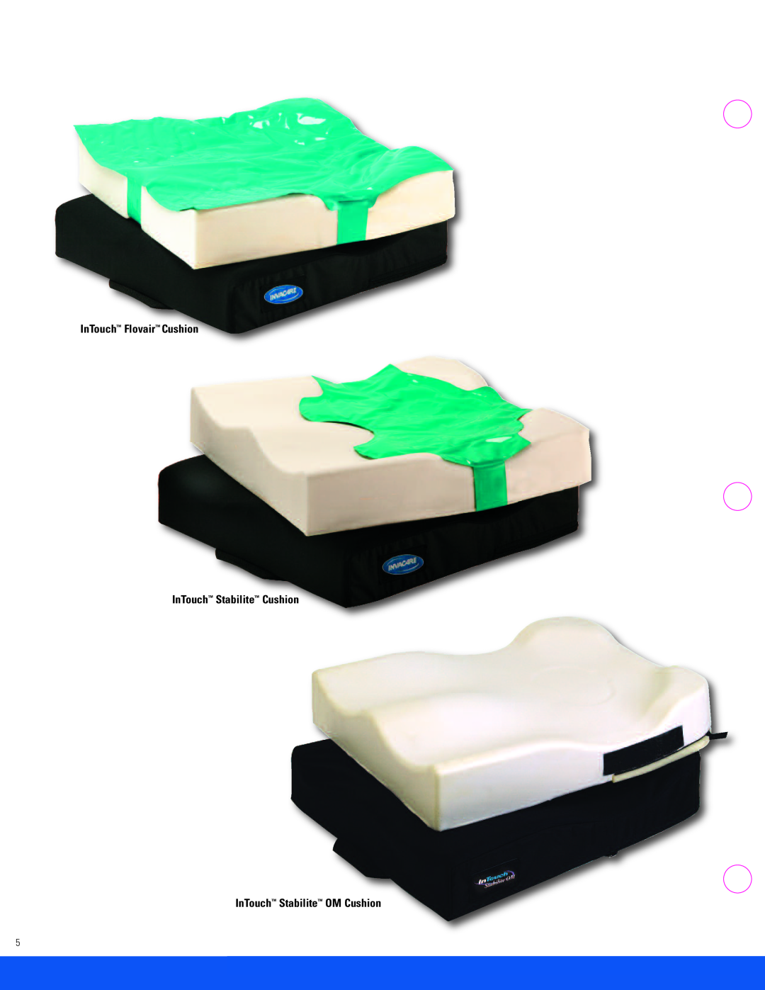 Invacare SD, EC, CMEX specifications InTouch Flovair Cushion InTouch Stabilite Cushion, InTouch Stabilite OM Cushion 