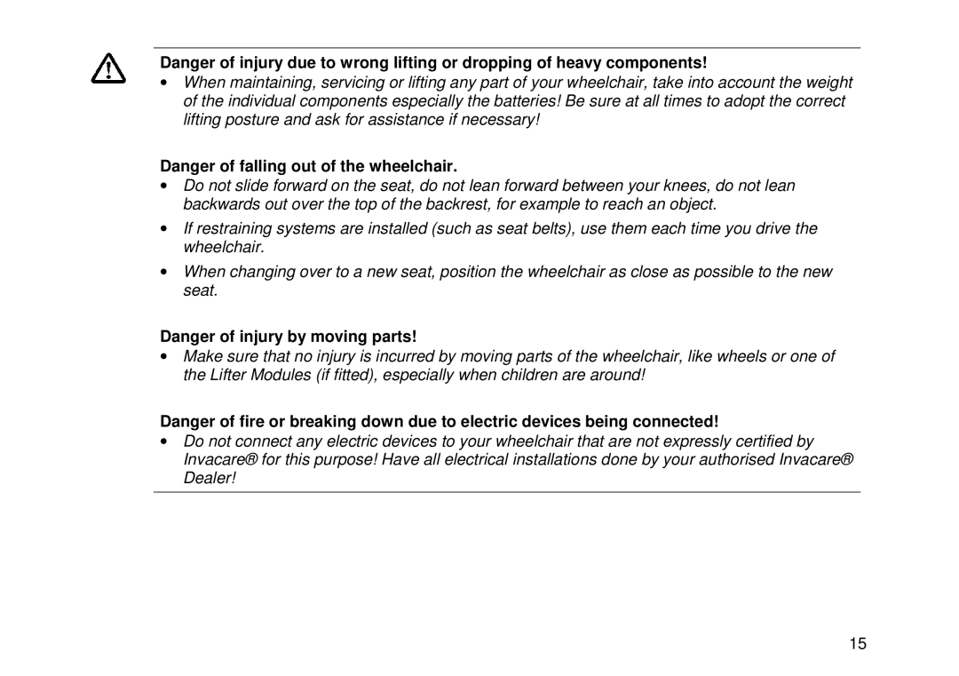 Invacare Electric wheelchair manual 