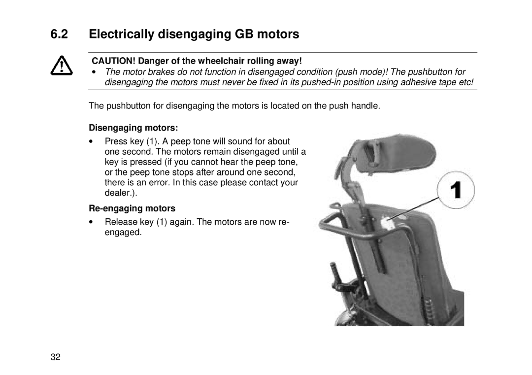 Invacare Electric wheelchair manual Electrically disengaging GB motors 