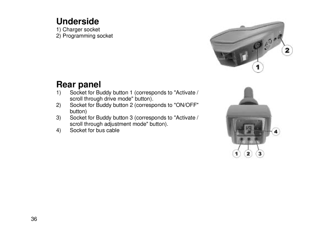 Invacare Electric wheelchair manual Underside, Rear panel 