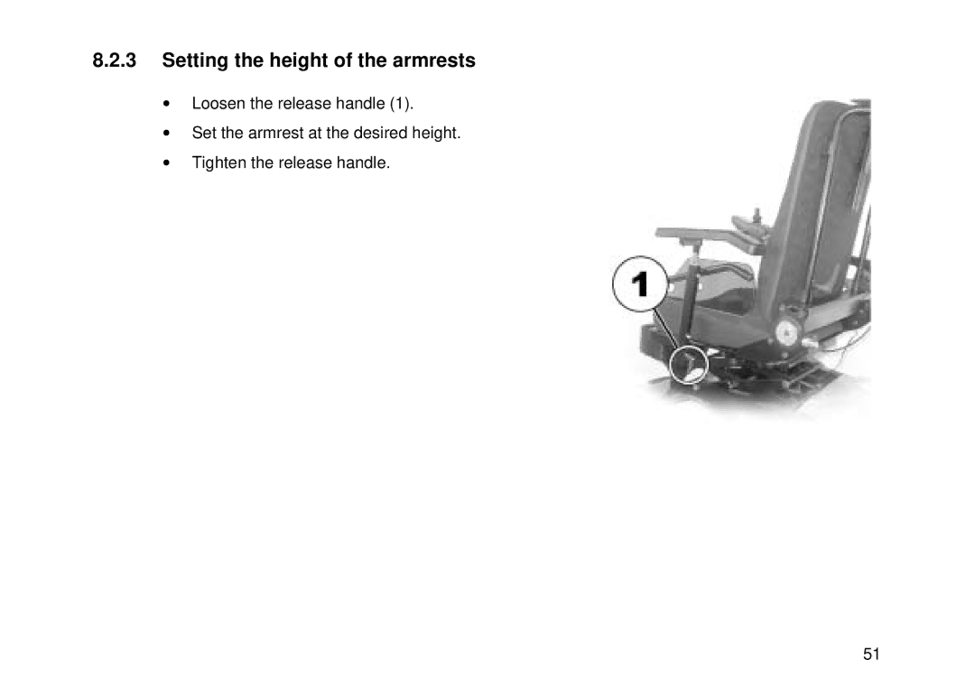 Invacare Electric wheelchair manual Setting the height of the armrests 