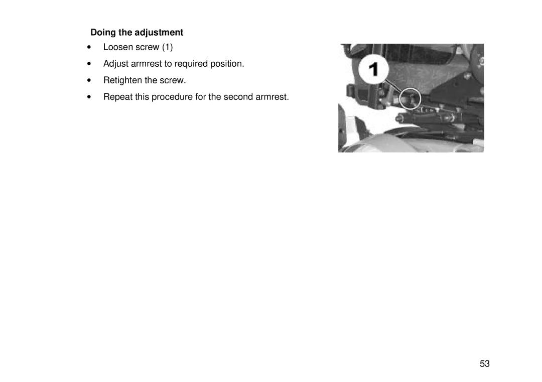 Invacare Electric wheelchair manual Doing the adjustment 