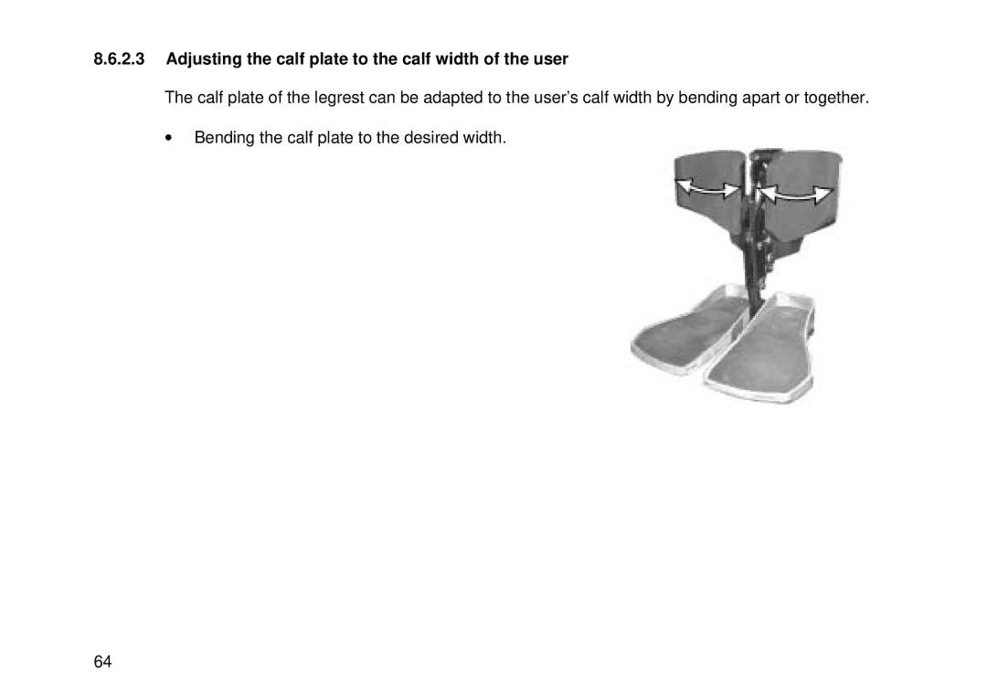 Invacare Electric wheelchair manual Adjusting the calf plate to the calf width of the user 