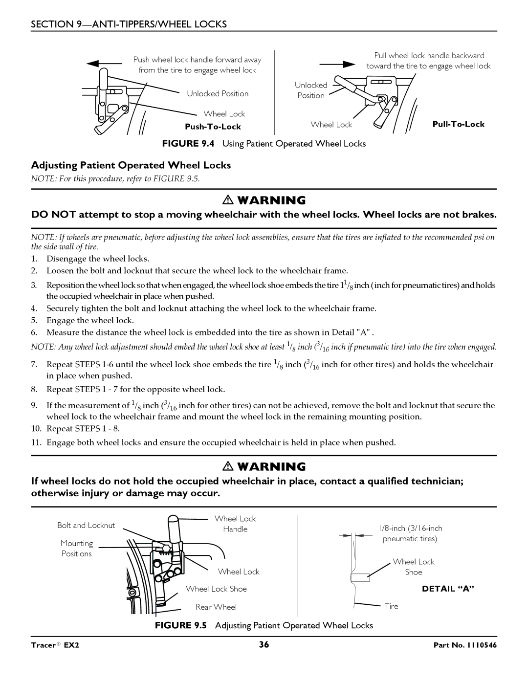 Invacare EX2 warranty Using Patient Operated Wheel Locks 