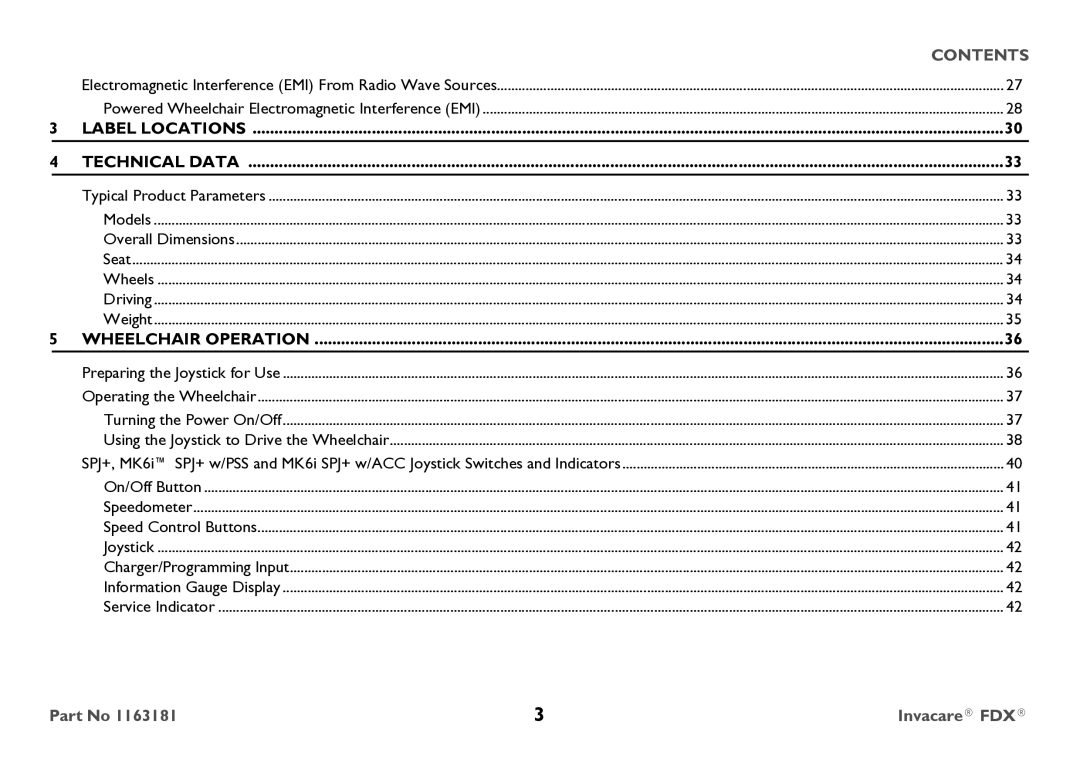 Invacare FDX-CG, FDX-MCG user manual Label Locations Technical Data 