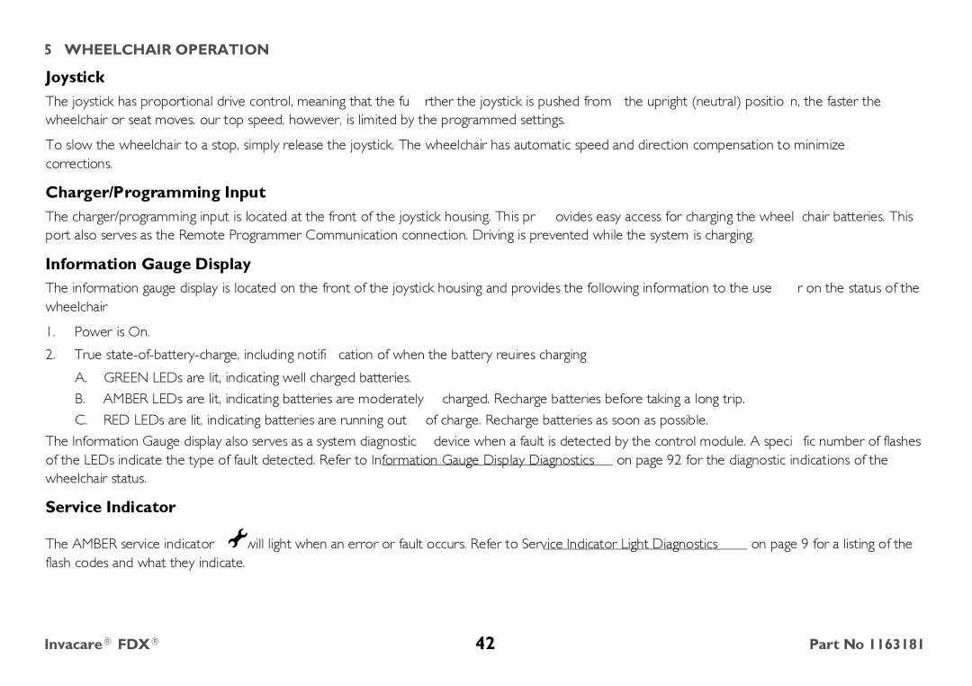 Invacare FDX-CG, FDX-MCG user manual Joystick, Charger/Programming Input, Information Gauge Display, Service Indicator 