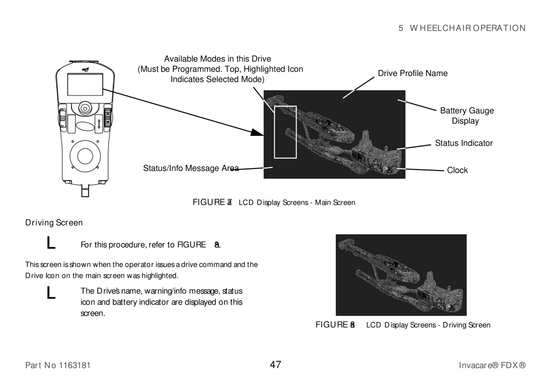 Invacare FDX-MCG, FDX-CG user manual Driving Screen 