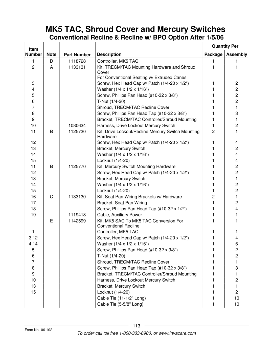 Invacare Formula TRE manual 113 