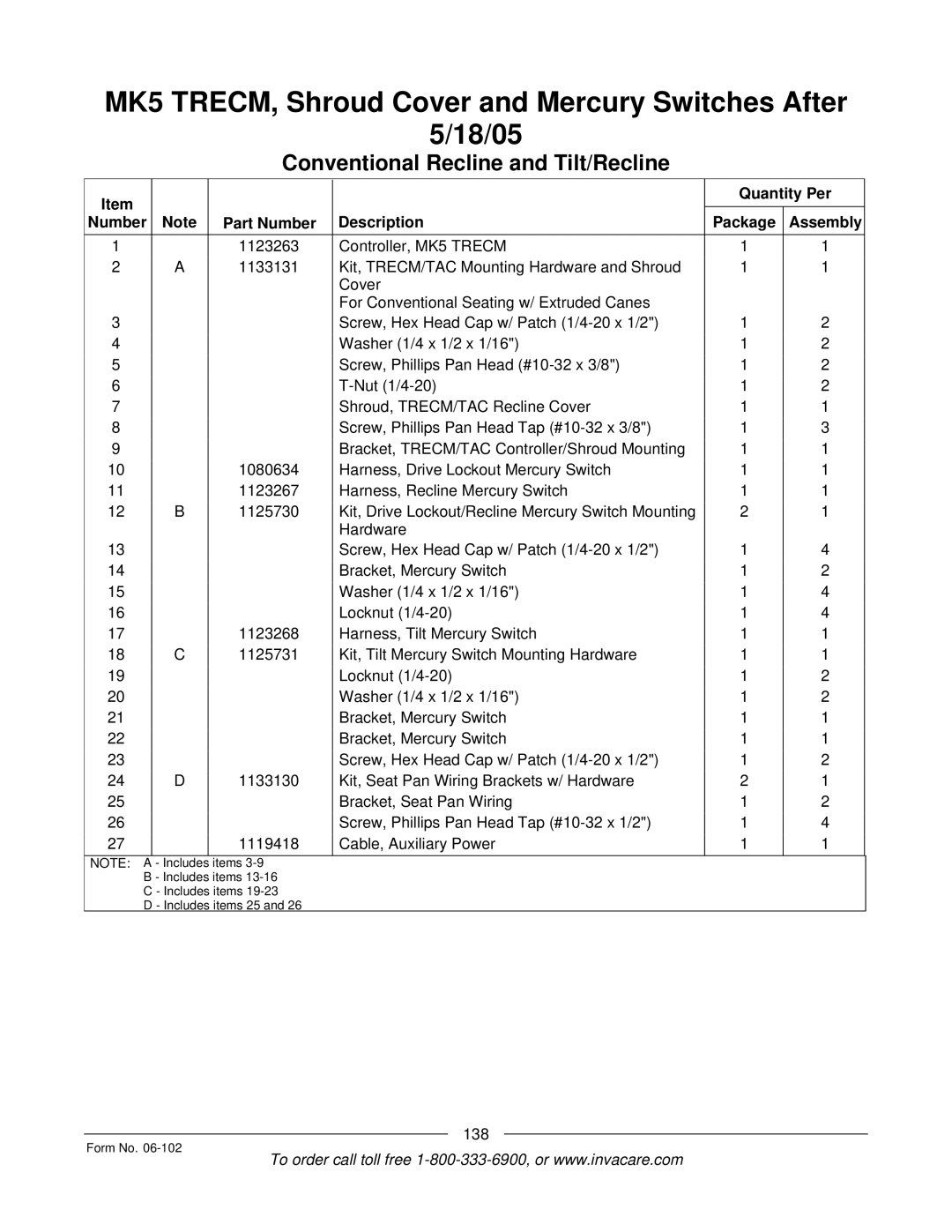 Invacare Formula TRE manual 138 