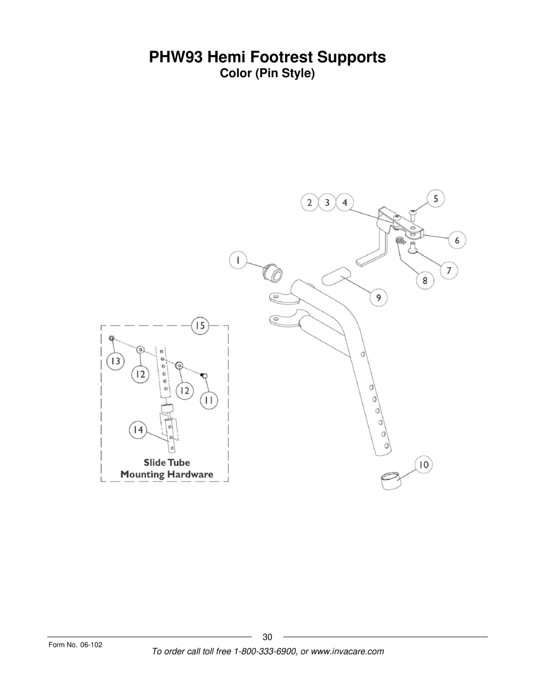 Invacare Formula TRE manual PHW93 Hemi Footrest Supports 