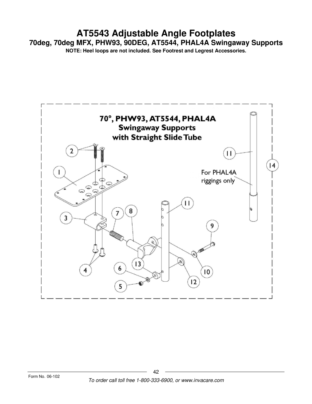 Invacare Formula TRE manual AT5543 Adjustable Angle Footplates 