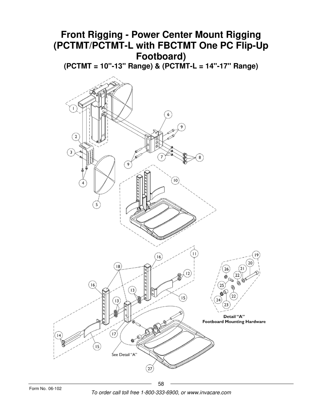 Invacare Formula TRE manual Pctmt = 10-13 Range & PCTMT-L = 14-17 Range 