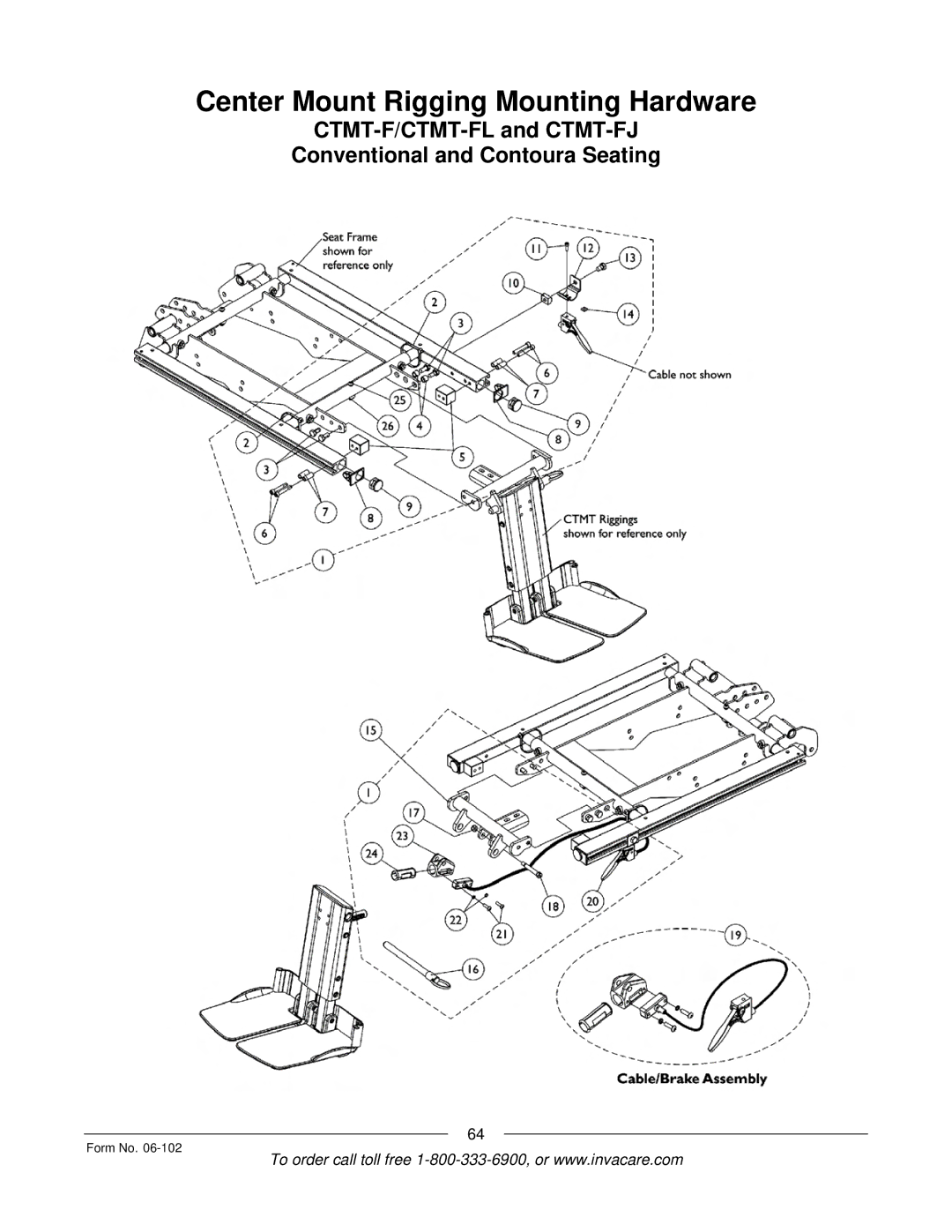 Invacare Formula TRE manual CTMT-F/CTMT-FL and CTMT-FJ Conventional and Contoura Seating 