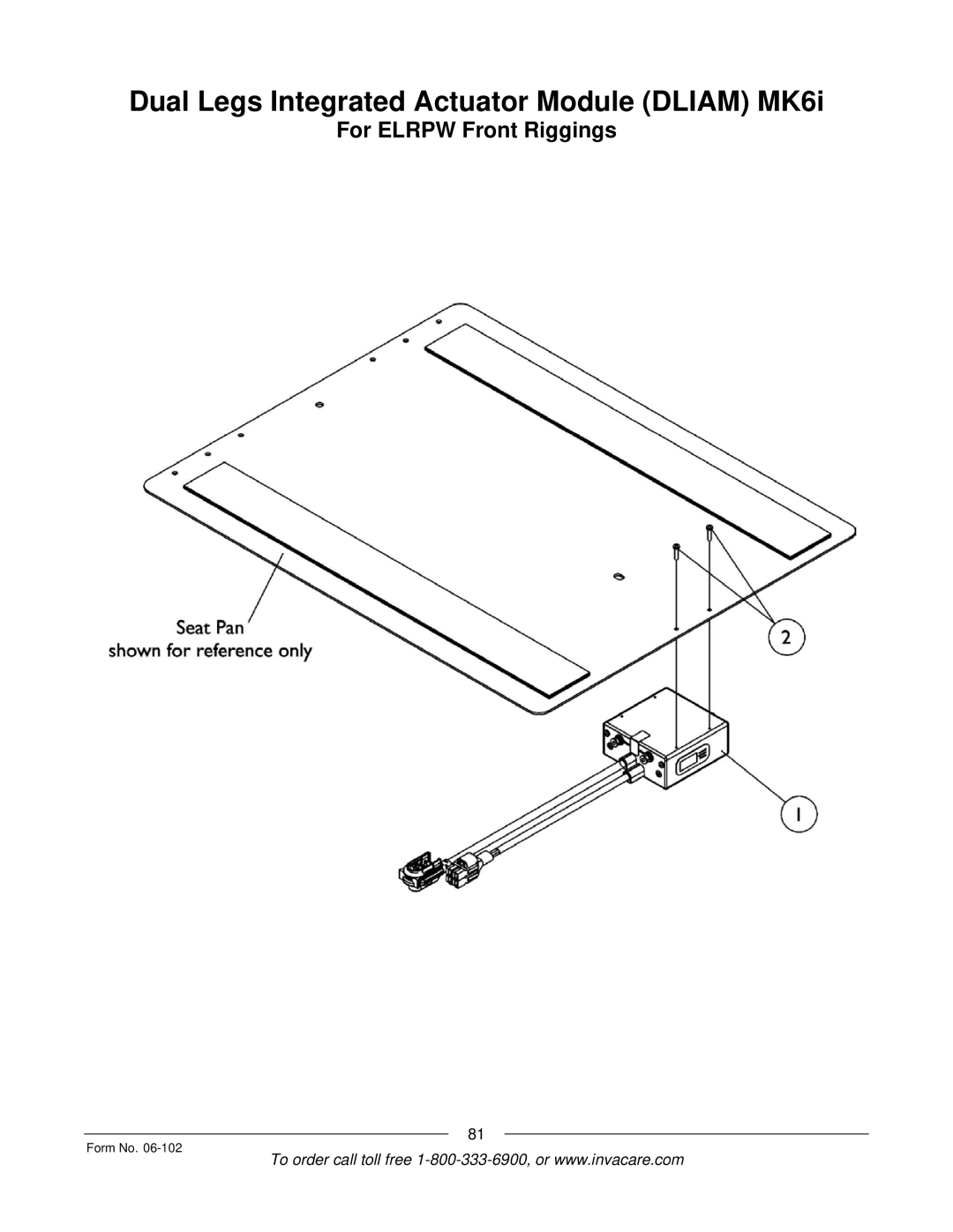 Invacare Formula TRE manual Dual Legs Integrated Actuator Module Dliam MK6i 