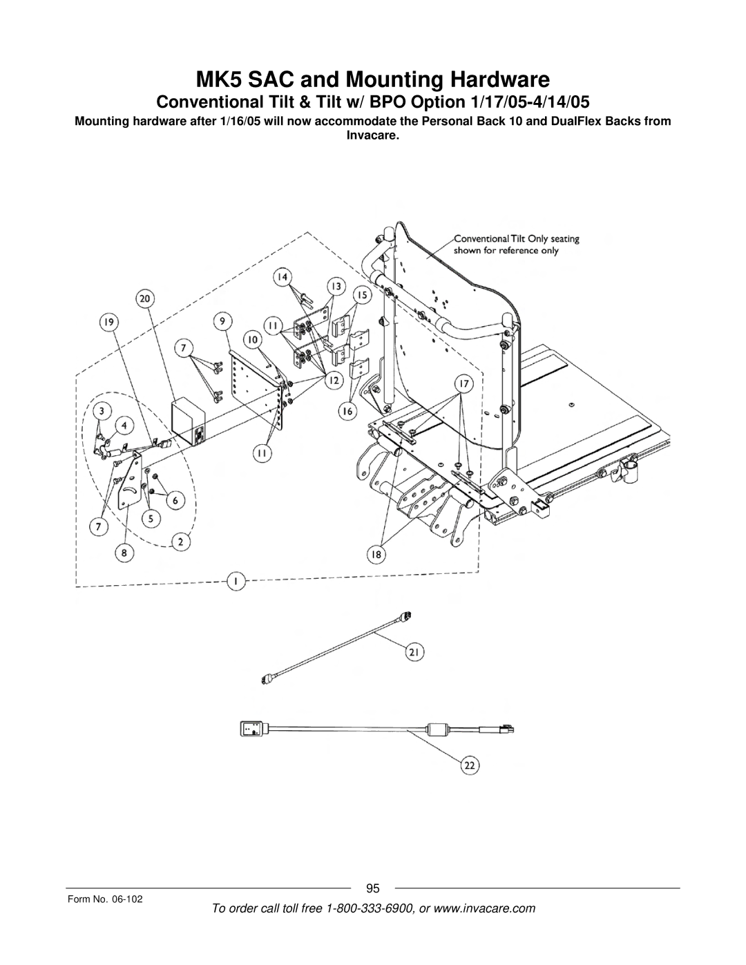 Invacare Formula TRE manual Conventional Tilt & Tilt w/ BPO Option 1/17/05-4/14/05 