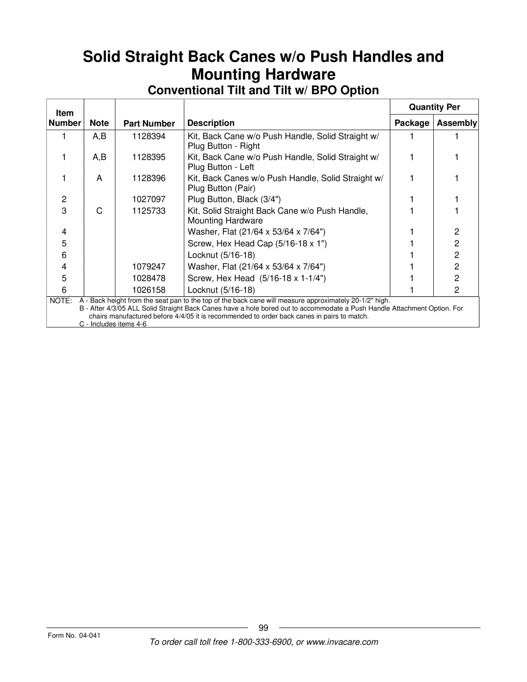 Invacare Formula manual Back height from the seat pan 