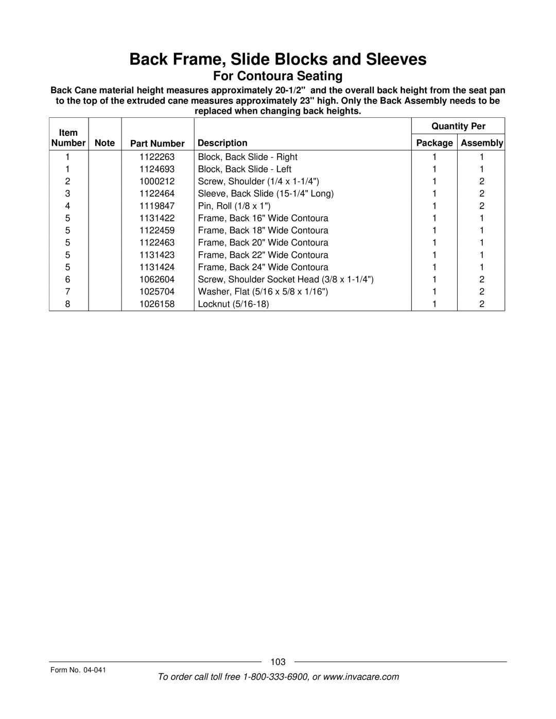 Invacare Formula manual 103 