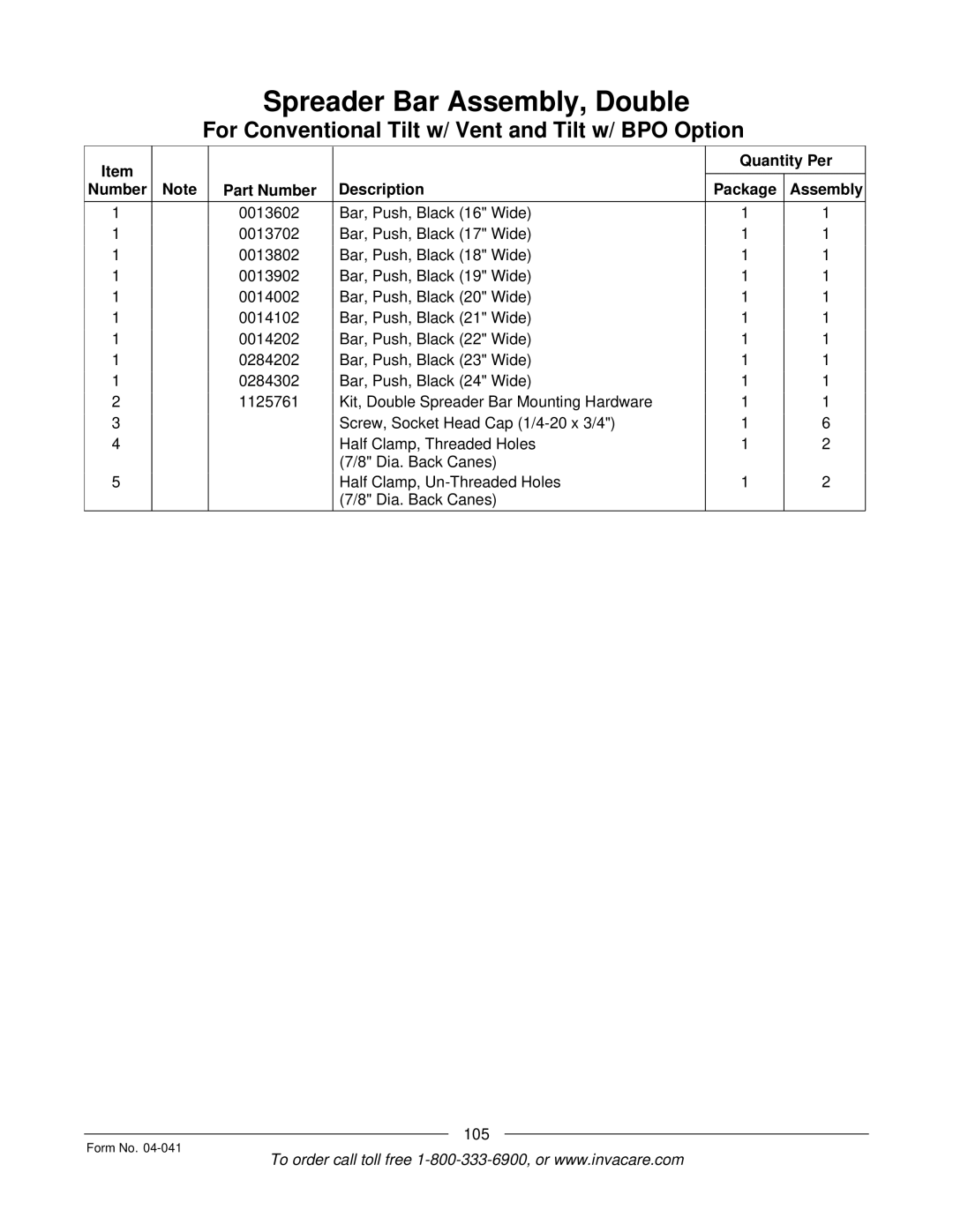 Invacare Formula manual 105 