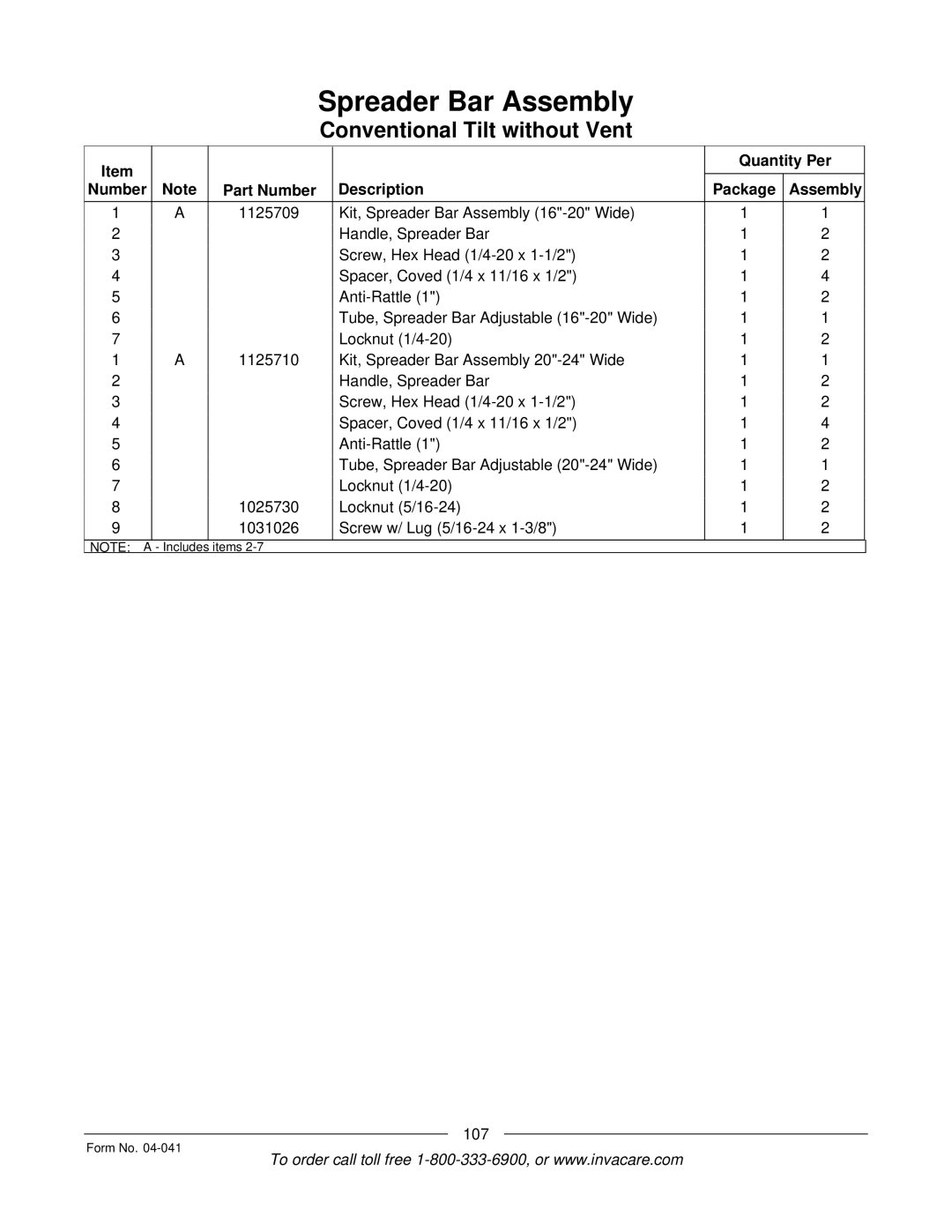 Invacare Formula manual 107 