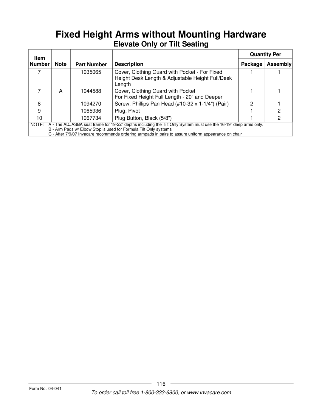 Invacare Formula manual 116 