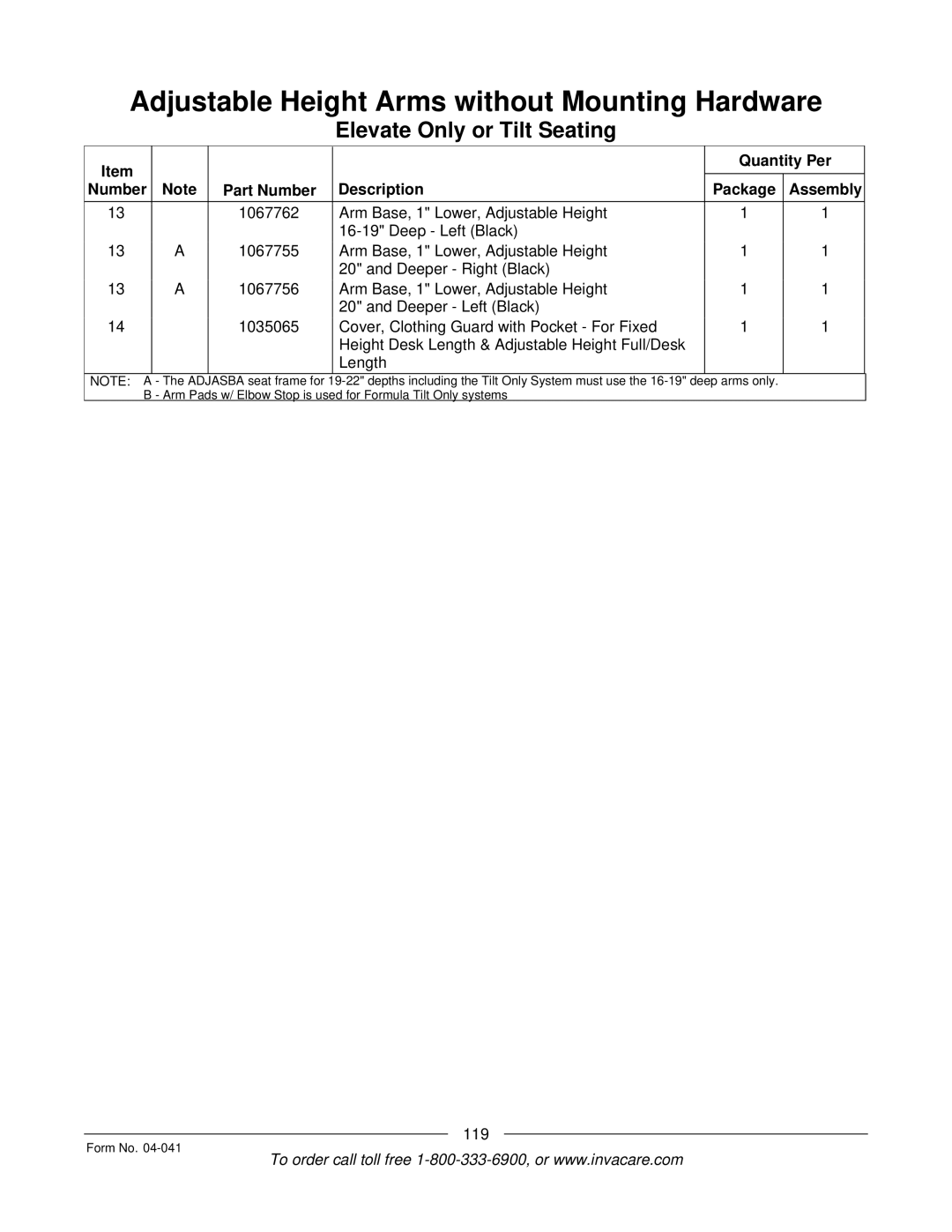 Invacare Formula manual 119 