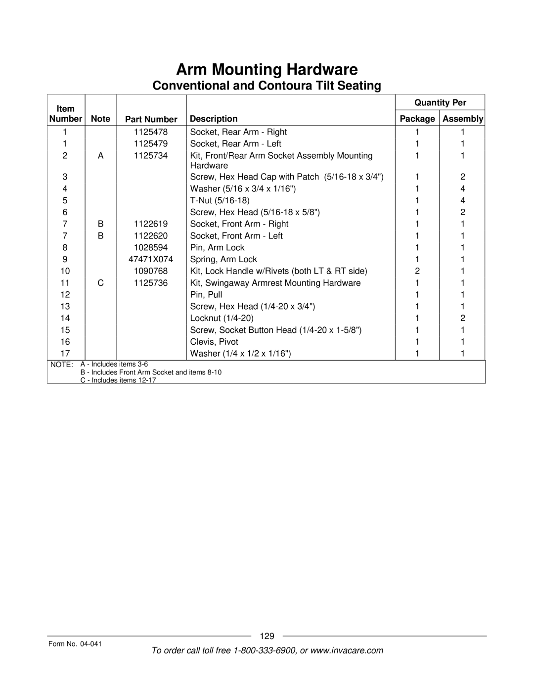 Invacare Formula manual 129 