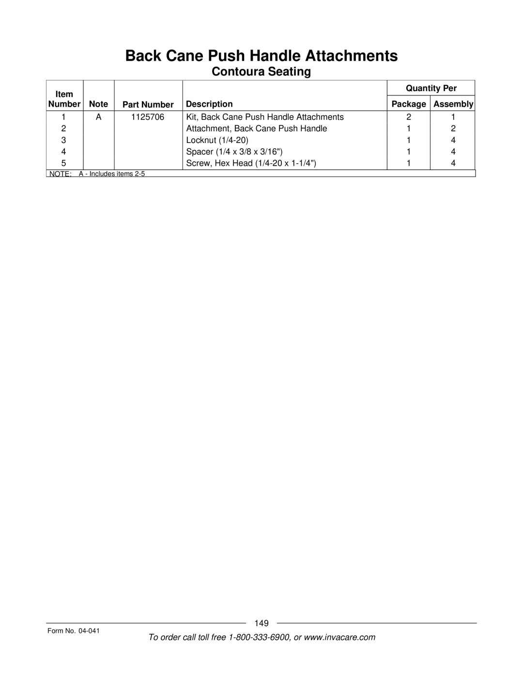 Invacare Formula manual 149 