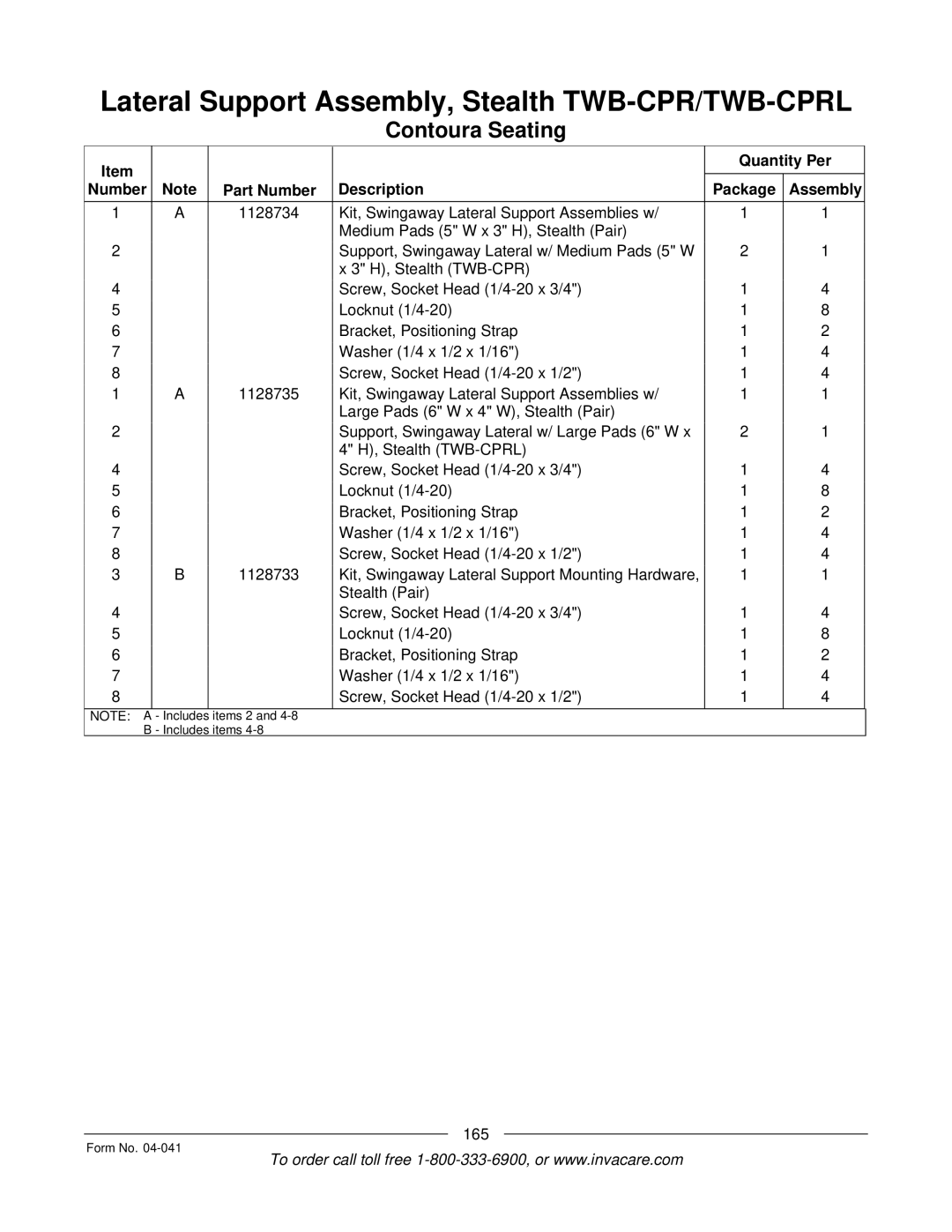 Invacare Formula manual 165 