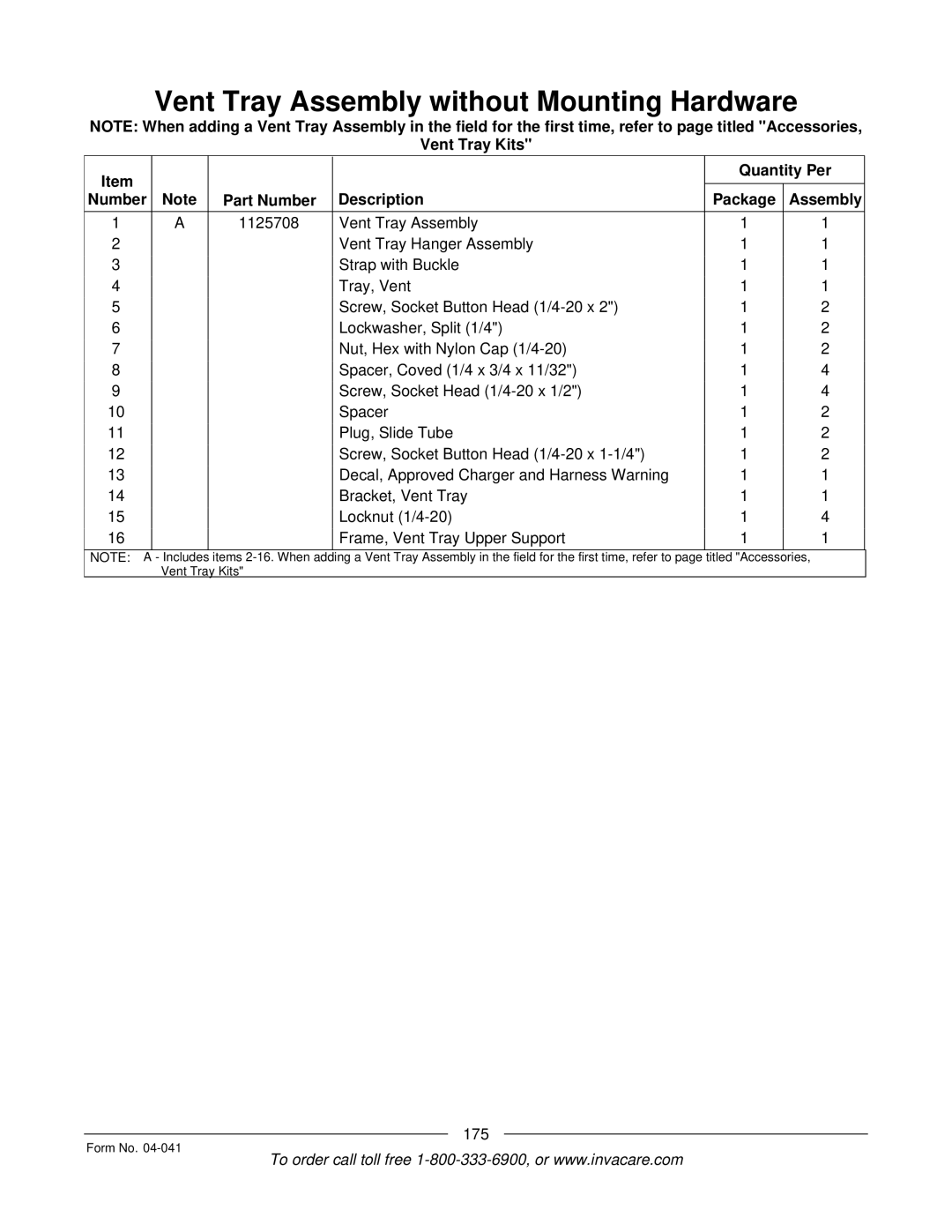 Invacare Formula manual 175 