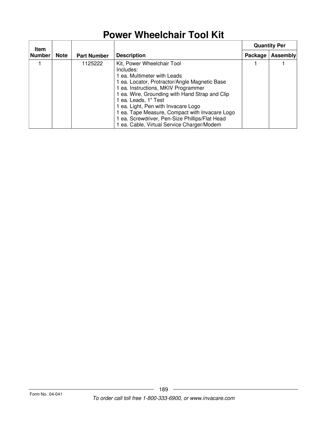 Invacare Formula manual 189 