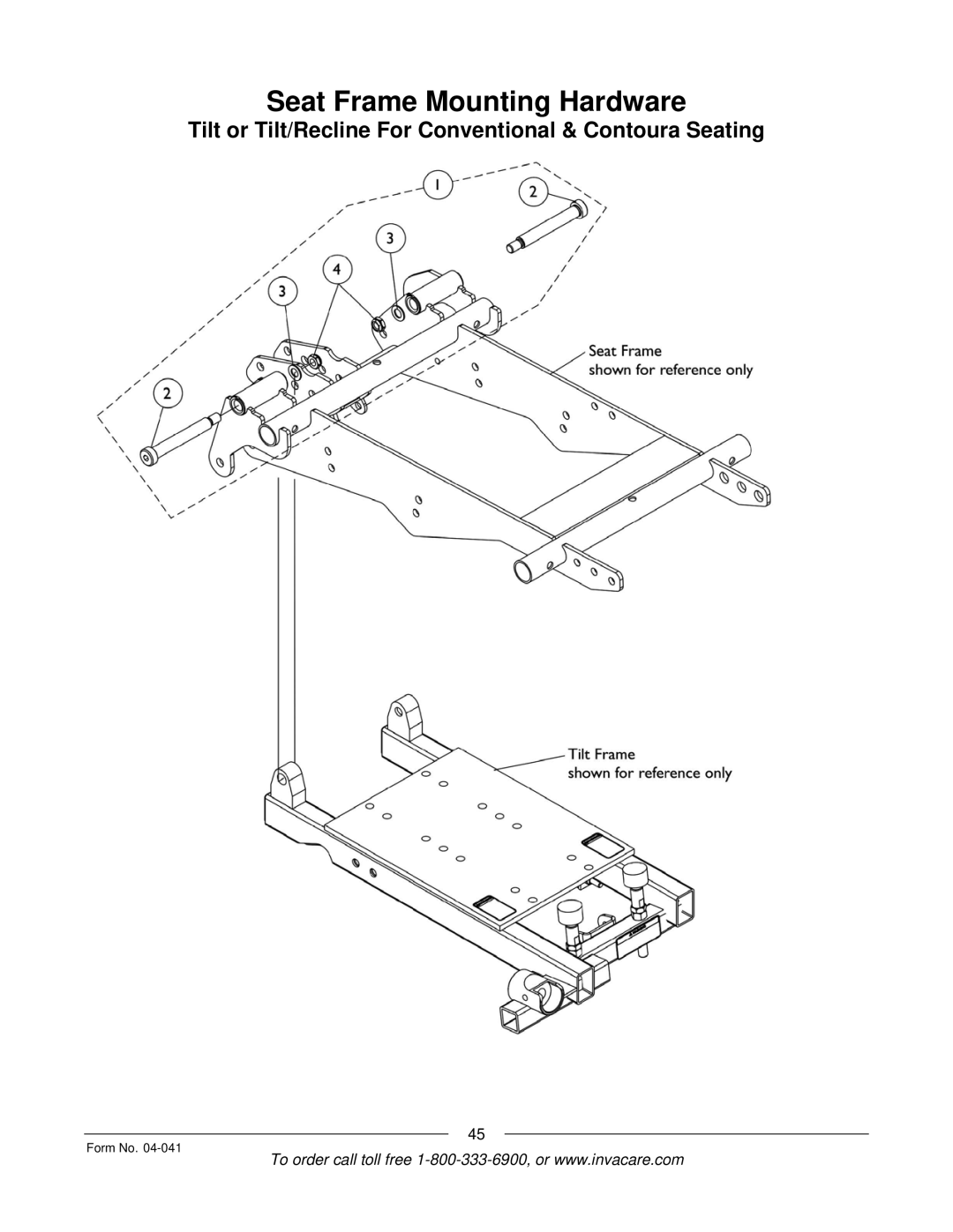 Invacare Formula manual Tilt or Tilt/Recline For Conventional & Contoura Seating 