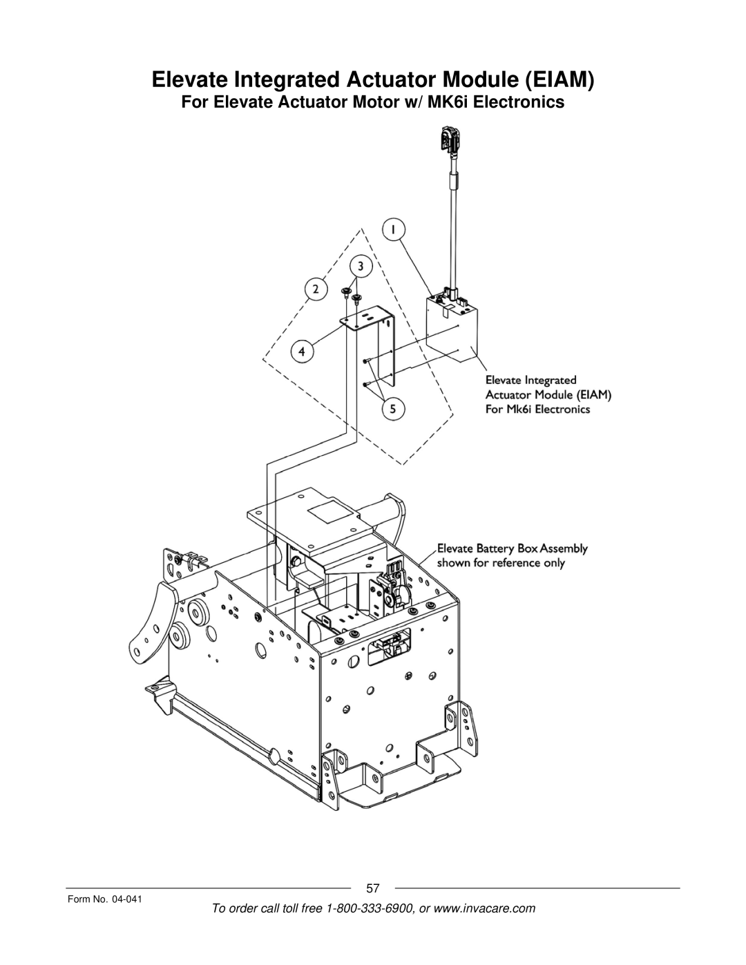 Invacare Formula manual Elevate Integrated Actuator Module Eiam 