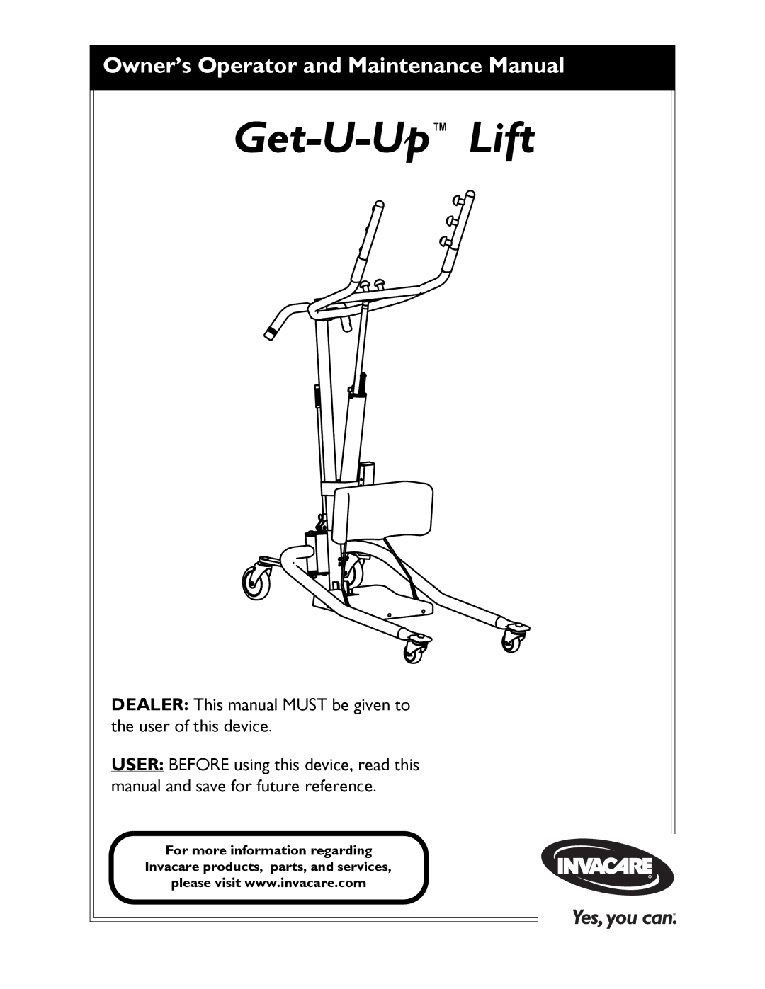 Invacare GET-U-UP LIFT manual Get-U-UpLift 