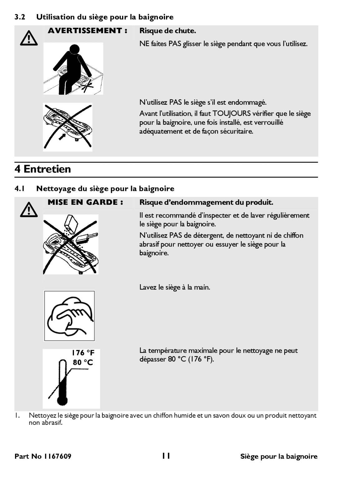 Invacare H112-5 user manual Entretien 