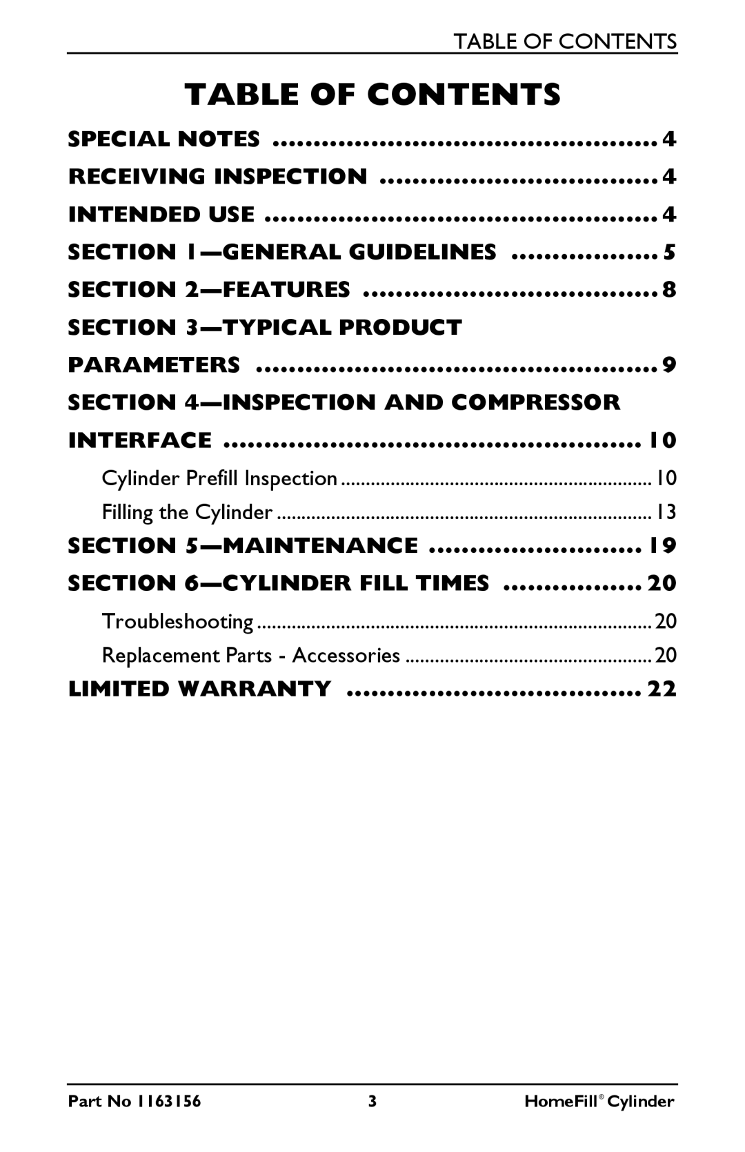 Invacare HF2E540M9 manual Table of Contents 