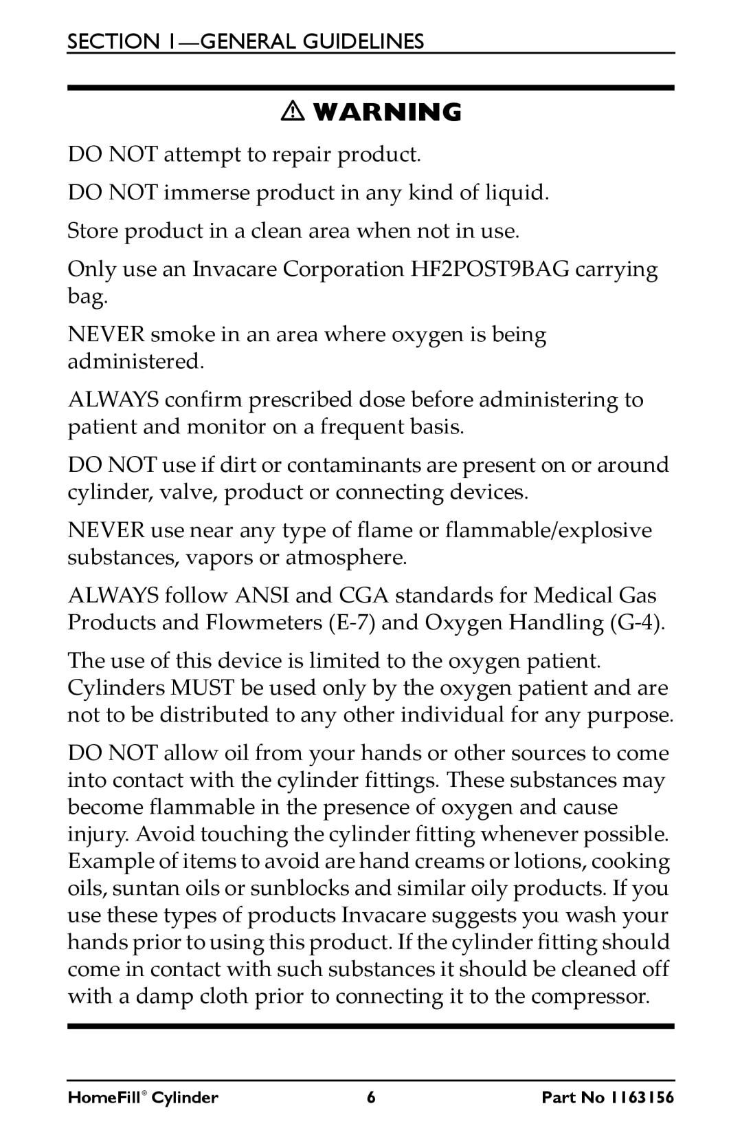 Invacare HF2E540M9 manual General Guidelines 