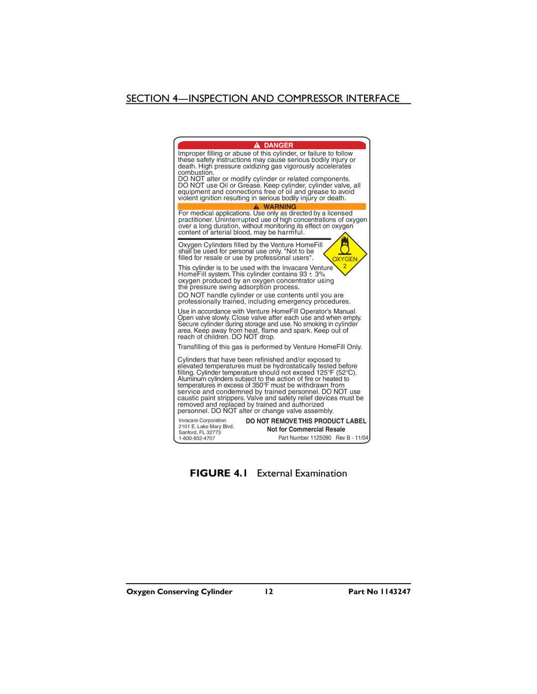 Invacare HF2PCM2KIT manual External Examination 