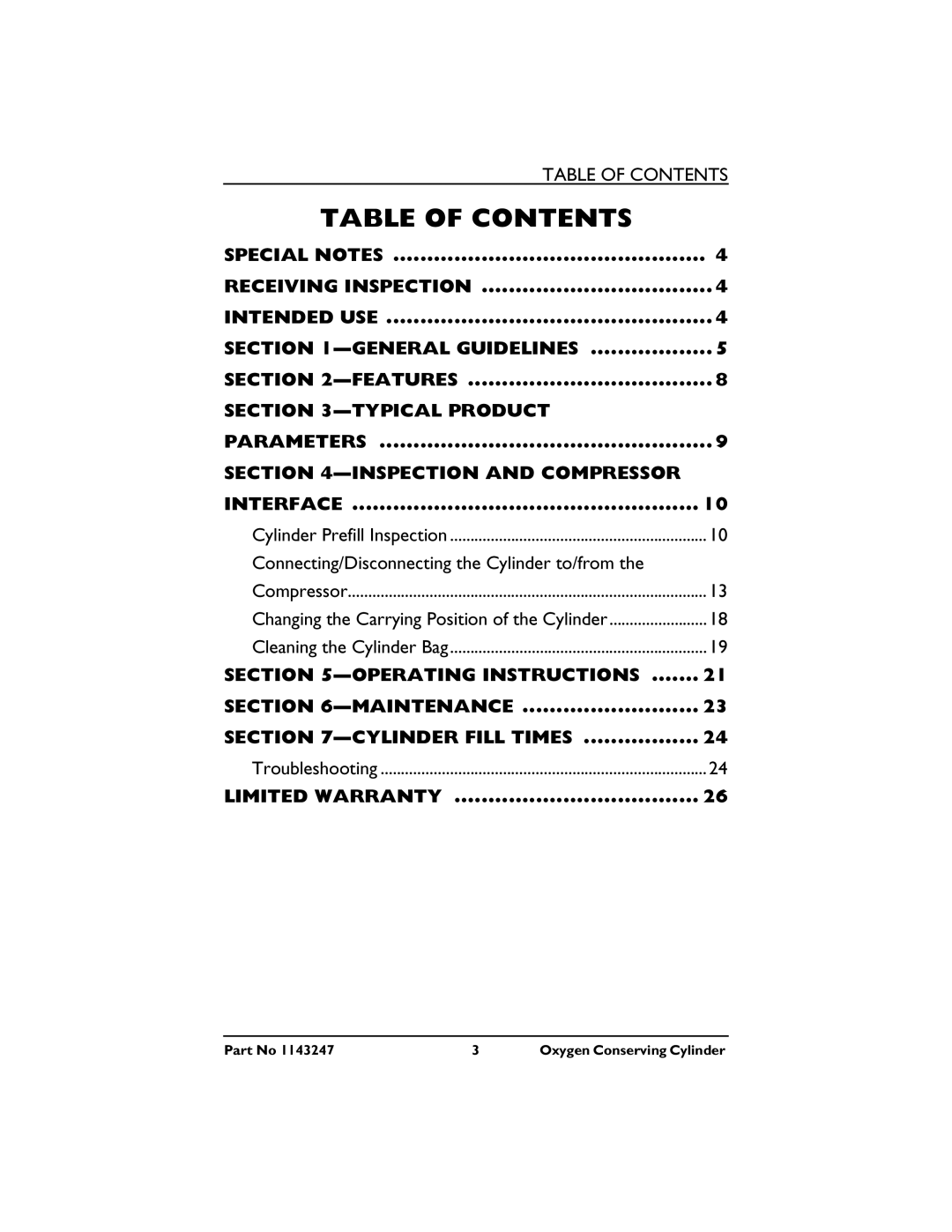 Invacare HF2PCM2KIT manual Table of Contents 