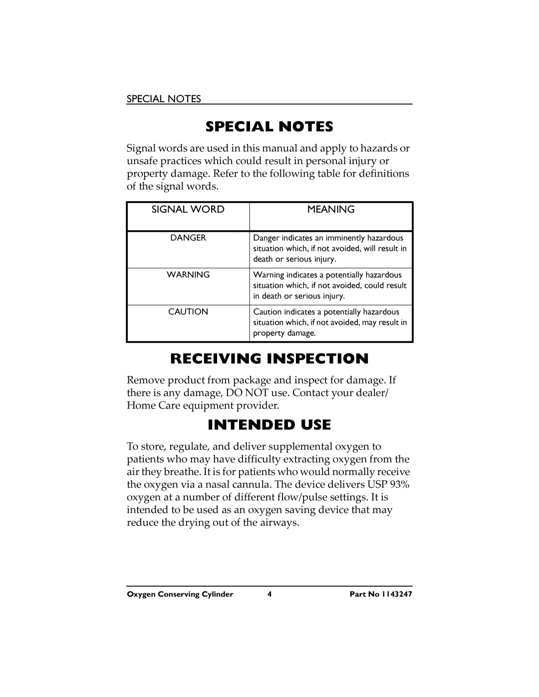 Invacare HF2PCM2KIT manual Special Notes, Receiving Inspection, Intended USE 