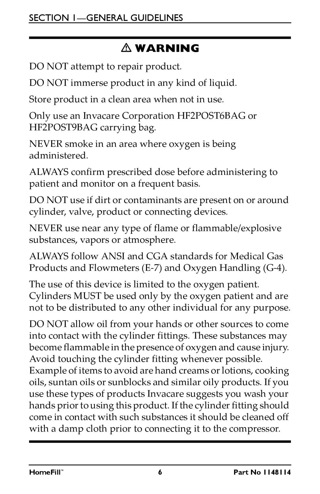 Invacare HF2POSTD, HF2POST6, HF2POST9, 1148114 manual General Guidelines 