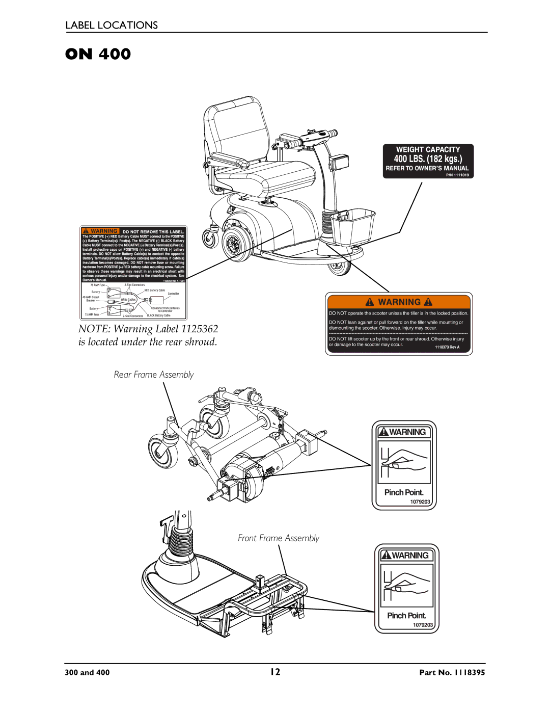 Invacare HMV Highly 300, HMV Highly 400 manual Front Frame Assembly 