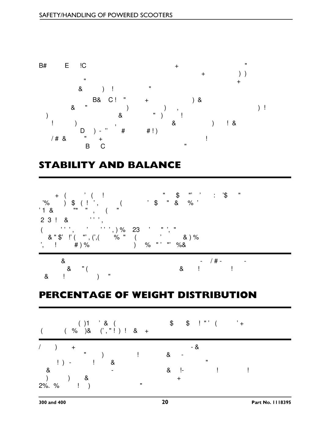 Invacare HMV Highly 300 SAFETY/HANDLING of Powered Scooters, Stability and Balance, Percentage of Weight Distribution 